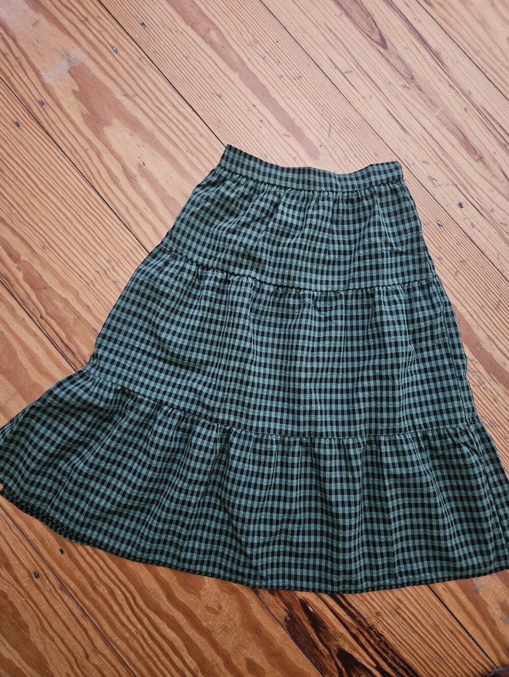 Green Plaid Tiered Midi Skirt - Nasty GAL - sz 6